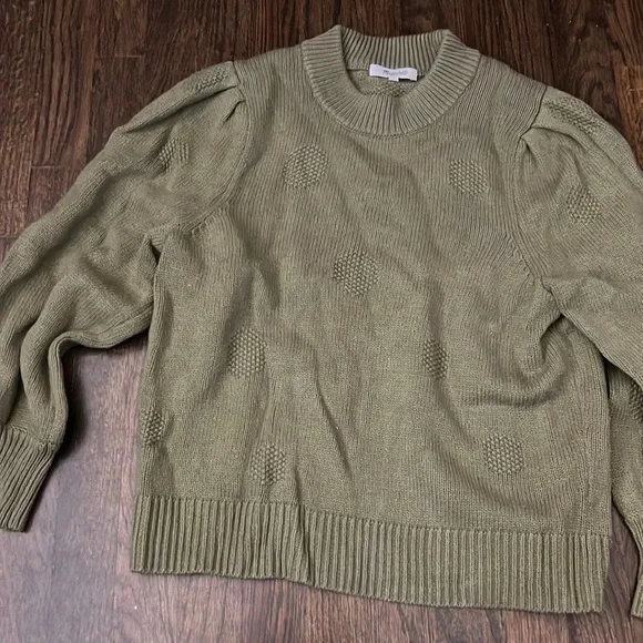 Madewell Size L Olive Green Sweater with Circle Texture Pattern - worn once - Picture 2 of 3